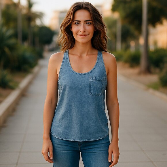 True Religion Tops - True Religion Indigo Zipper Tank